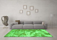 Machine Washable Abstract Green Modern Rug, wshabs1297grn