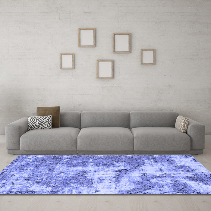 Machine Washable Abstract Blue Modern Rug in a Living Room, wshabs1297blu