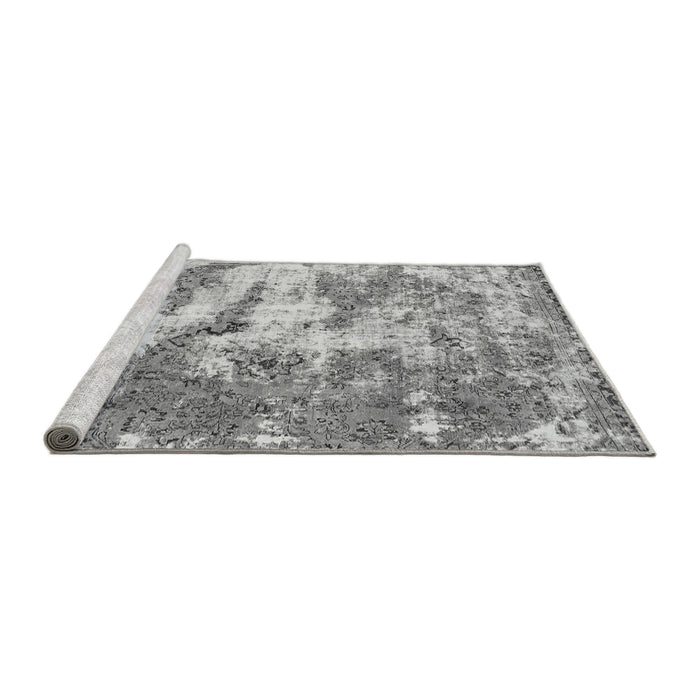 Sideview of Machine Washable Abstract Gray Modern Rug, wshabs1297gry