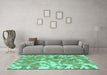 Machine Washable Abstract Turquoise Modern Area Rugs in a Living Room,, wshabs1298turq