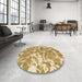 Round Machine Washable Abstract Dark Golden Brown Rug in a Office, wshabs1298