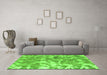 Machine Washable Abstract Green Modern Area Rugs in a Living Room,, wshabs1298grn