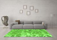 Machine Washable Abstract Green Modern Rug, wshabs1298grn