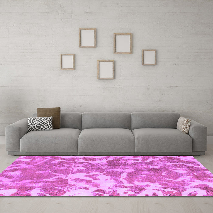 Machine Washable Abstract Purple Modern Area Rugs in a Living Room, wshabs1298pur