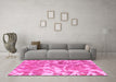 Machine Washable Abstract Pink Modern Rug in a Living Room, wshabs1298pnk