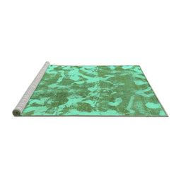 Sideview of Machine Washable Abstract Turquoise Modern Area Rugs, wshabs1298turq