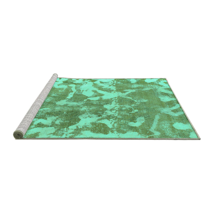 Sideview of Machine Washable Abstract Turquoise Modern Area Rugs, wshabs1298turq