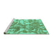 Sideview of Machine Washable Abstract Turquoise Modern Area Rugs, wshabs1298turq