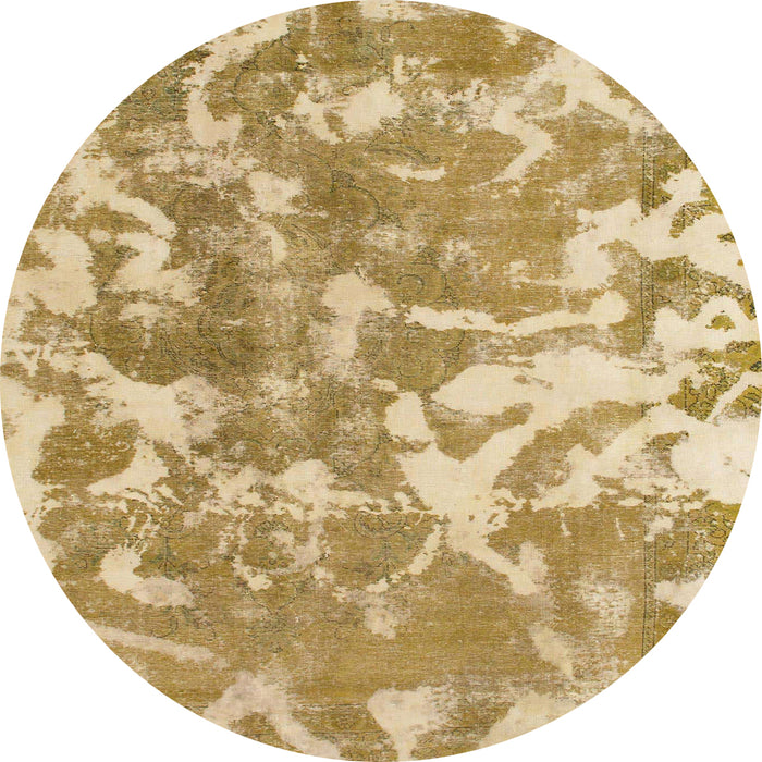 Round Machine Washable Abstract Dark Golden Brown Rug, wshabs1298