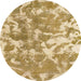 Round Machine Washable Abstract Dark Golden Brown Rug, wshabs1298