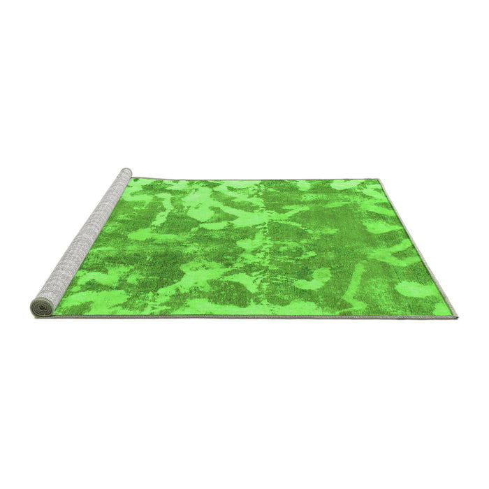 Sideview of Machine Washable Abstract Green Modern Area Rugs, wshabs1298grn