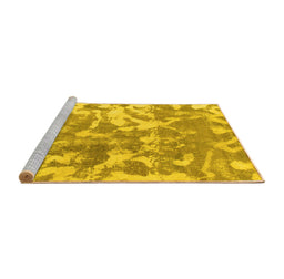 Sideview of Machine Washable Abstract Yellow Modern Rug, wshabs1298yw
