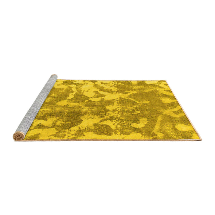 Sideview of Machine Washable Abstract Yellow Modern Rug, wshabs1298yw