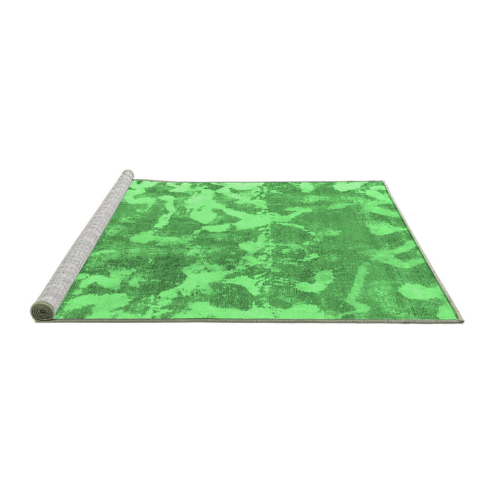 Sideview of Machine Washable Abstract Emerald Green Modern Area Rugs, wshabs1298emgrn