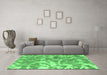 Machine Washable Abstract Emerald Green Modern Area Rugs in a Living Room,, wshabs1298emgrn