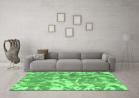 Machine Washable Abstract Emerald Green Modern Rug, wshabs1298emgrn