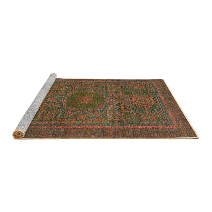 Sideview of Machine Washable Abstract Oak Brown Rug, wshabs1299