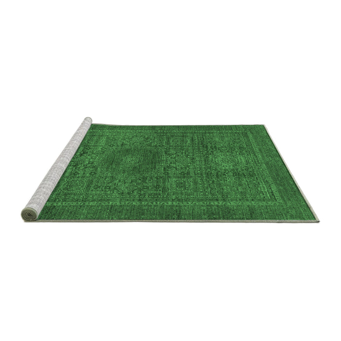 Sideview of Machine Washable Abstract Emerald Green Modern Area Rugs, wshabs1299emgrn