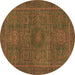 Round Abstract Brown Modern Rug, abs1299brn