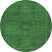 Round Abstract Emerald Green Modern Rug, abs1299emgrn