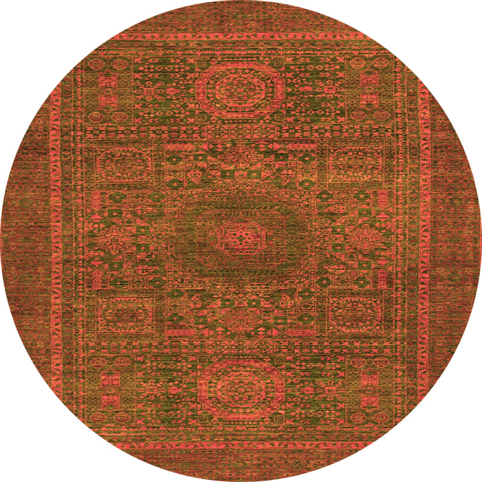 Round Abstract Orange Modern Rug, abs1299org