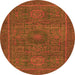 Round Abstract Orange Modern Rug, abs1299org