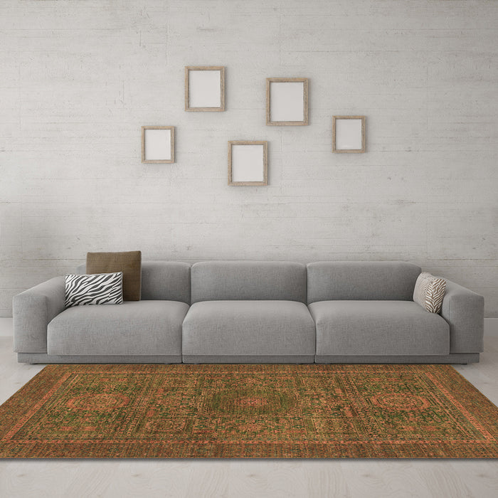 Machine Washable Abstract Brown Modern Rug in a Living Room,, wshabs1299brn