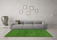 Machine Washable Abstract Green Modern Rug, wshabs1299grn