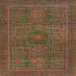 Square Abstract Oak Brown Modern Rug, abs1299