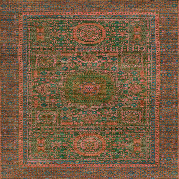 Square Abstract Oak Brown Modern Rug, abs1299