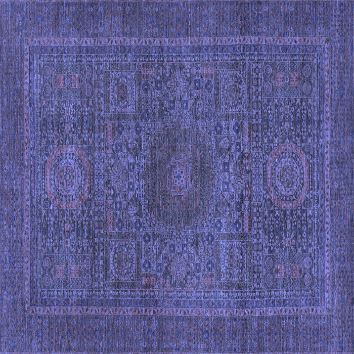 Square Abstract Blue Modern Rug, abs1299blu