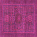 Square Machine Washable Abstract Pink Modern Rug, wshabs1299pnk