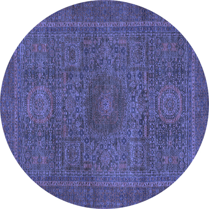 Round Abstract Blue Modern Rug, abs1299blu