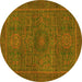 Round Abstract Yellow Modern Rug, abs1299yw