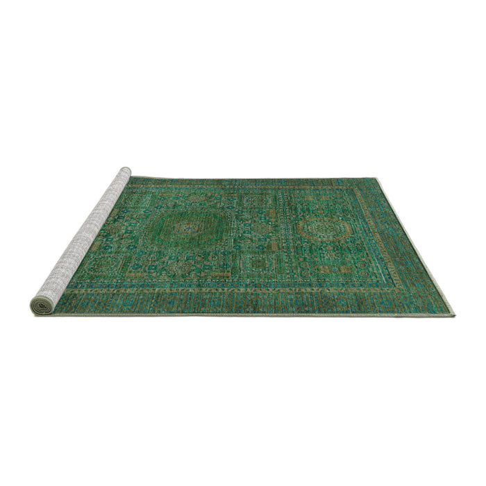 Sideview of Machine Washable Abstract Turquoise Modern Area Rugs, wshabs1299turq