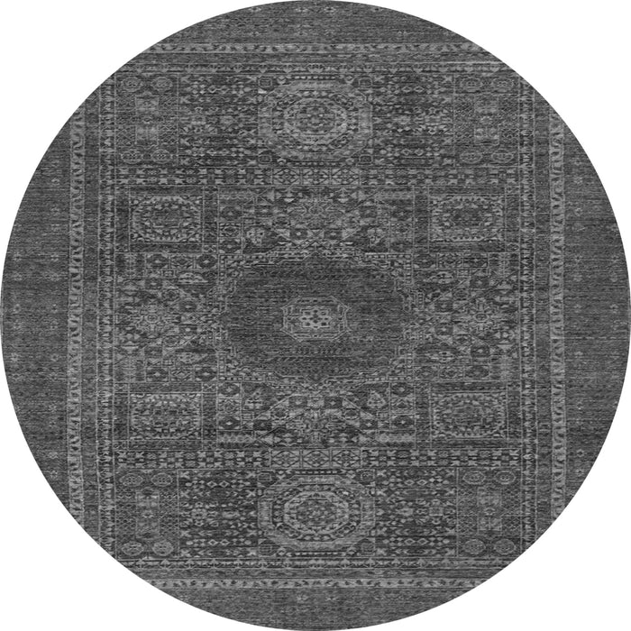 Round Machine Washable Abstract Gray Modern Rug, wshabs1299gry