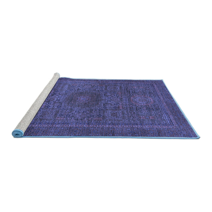 Sideview of Machine Washable Abstract Blue Modern Rug, wshabs1299blu