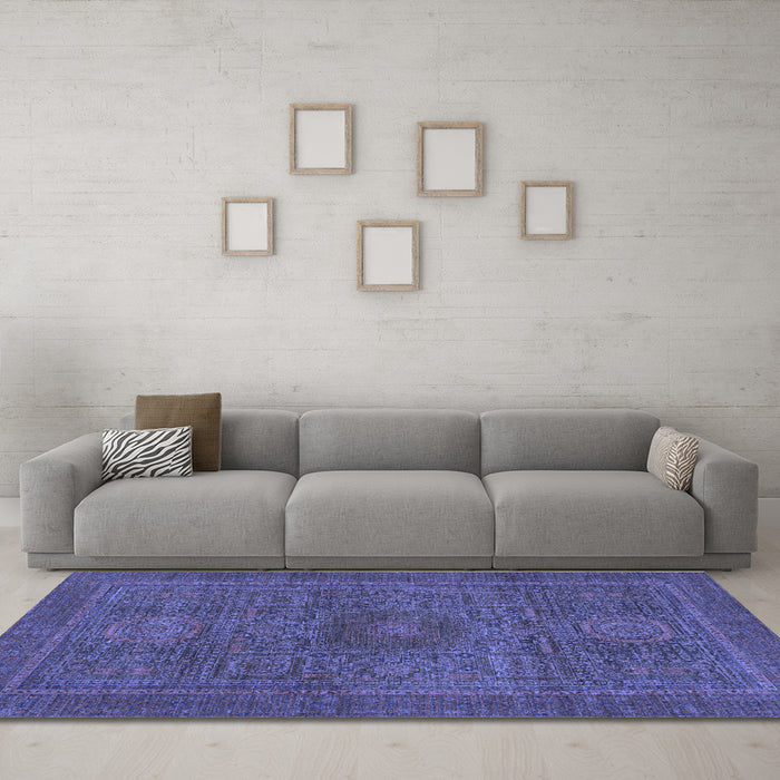 Machine Washable Abstract Blue Modern Rug in a Living Room, wshabs1299blu