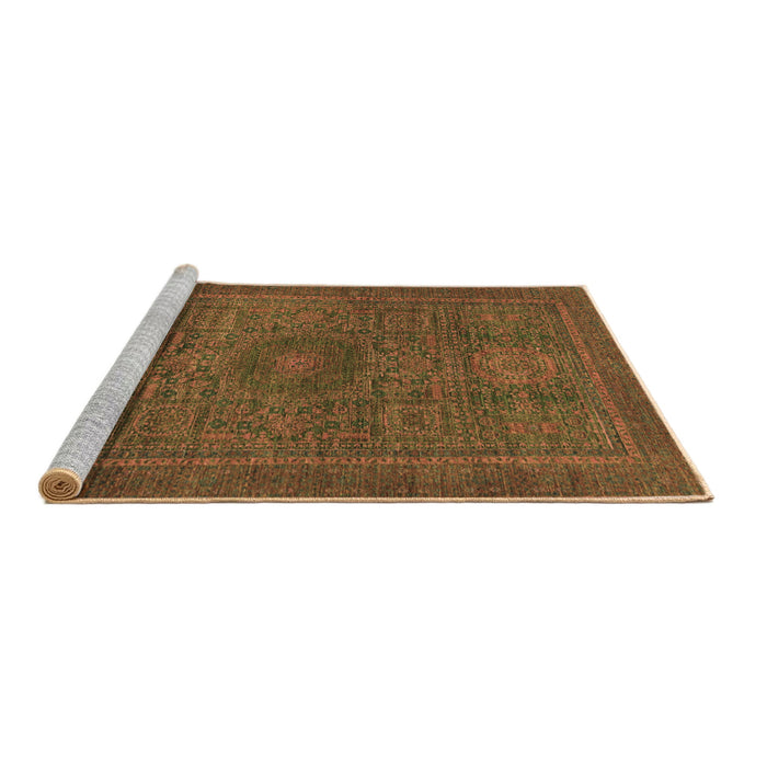 Sideview of Machine Washable Abstract Brown Modern Rug, wshabs1299brn