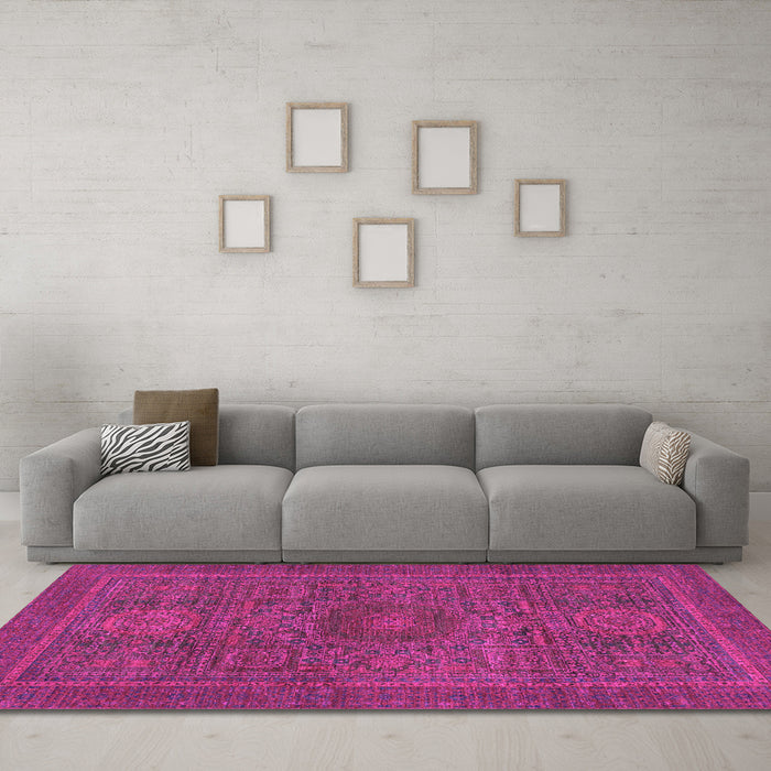 Machine Washable Abstract Pink Modern Rug in a Living Room, wshabs1299pnk