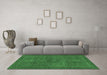 Machine Washable Abstract Emerald Green Modern Area Rugs in a Living Room,, wshabs1299emgrn