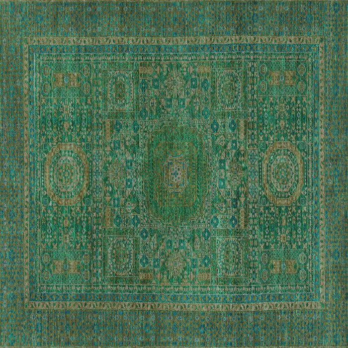 Square Abstract Turquoise Modern Rug, abs1299turq
