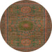 Round Machine Washable Abstract Oak Brown Rug, wshabs1299