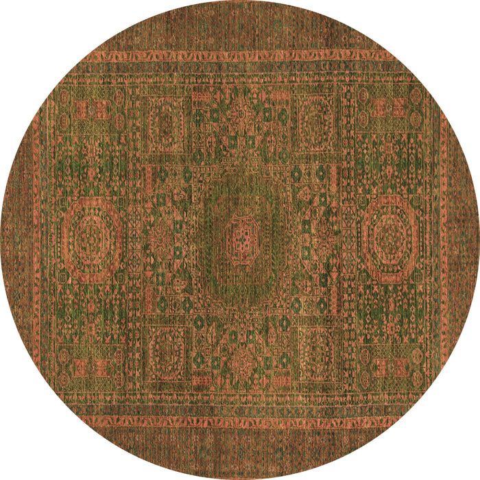 Round Machine Washable Abstract Brown Modern Rug, wshabs1299brn