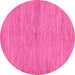 Round Machine Washable Abstract Pink Modern Rug, wshabs129pnk