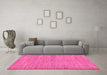 Machine Washable Abstract Pink Modern Rug in a Living Room, wshabs129pnk