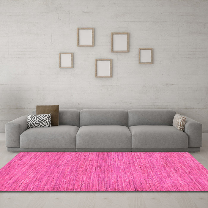 Machine Washable Abstract Pink Modern Rug in a Living Room, wshabs129pnk