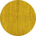 Round Abstract Yellow Modern Rug, abs129yw