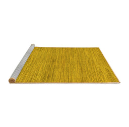 Sideview of Machine Washable Abstract Yellow Modern Rug, wshabs129yw
