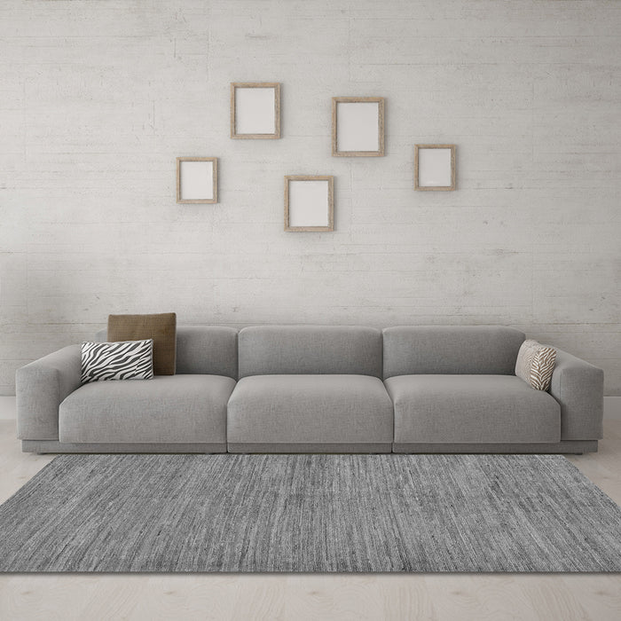 Machine Washable Abstract Gray Modern Rug in a Living Room,, wshabs129gry